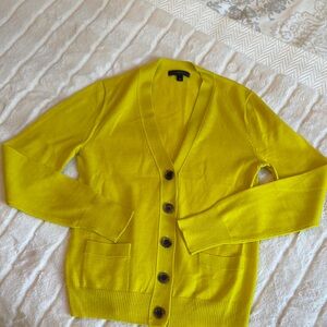 J. Crew Yellow Cardigan V-Neck Merino Wool Knit